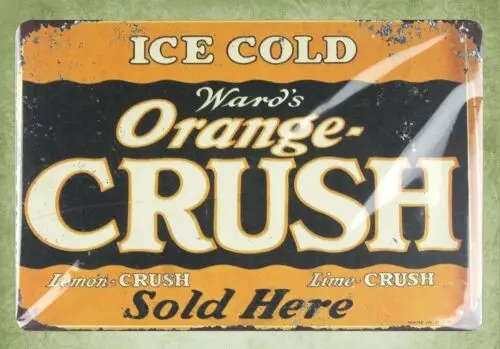 decor stores ward's orange-crush soda pop bar kitchen tin metal sign