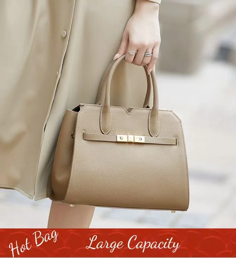 S-ZONE Sac à Main Cuir Véritable Femme – Grand Cabas Bandoulière Ordinateur 13 Pouces, Souple Et Élégant