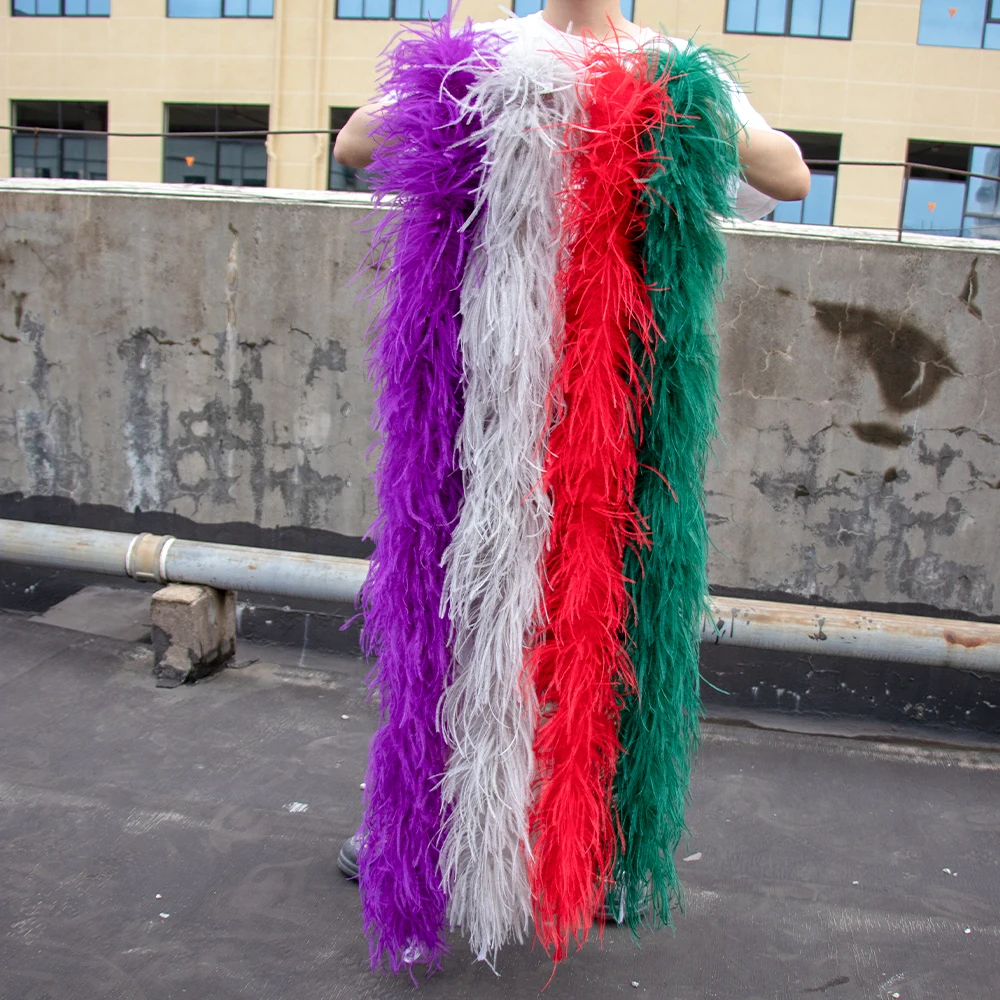 

1-6 Ply High Quality Ostrich Feather Trim Scarf for Home Party Wedding Carnival Clothing Cuff Sewing Decoration Plumes Shawl