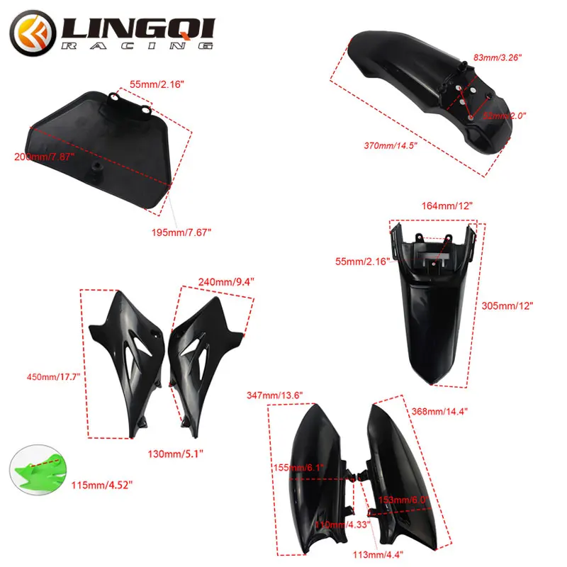 LINGQI RACING Plastic Fender Protective Cover Fuel Tank Side Mudguard Fairing Body Kit For  TTR50 TTR 50 Pit Dirt Bike