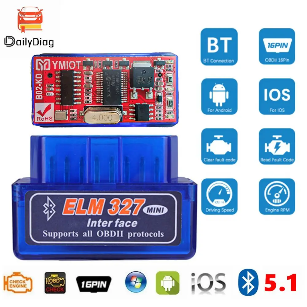 

Bluetooth 5.1 ELM327 V1.5 PIC18F25K80 with Stable CAN Chip for IOS/Android/PC OBD2 Code Reader Auto Diagnostic Tool