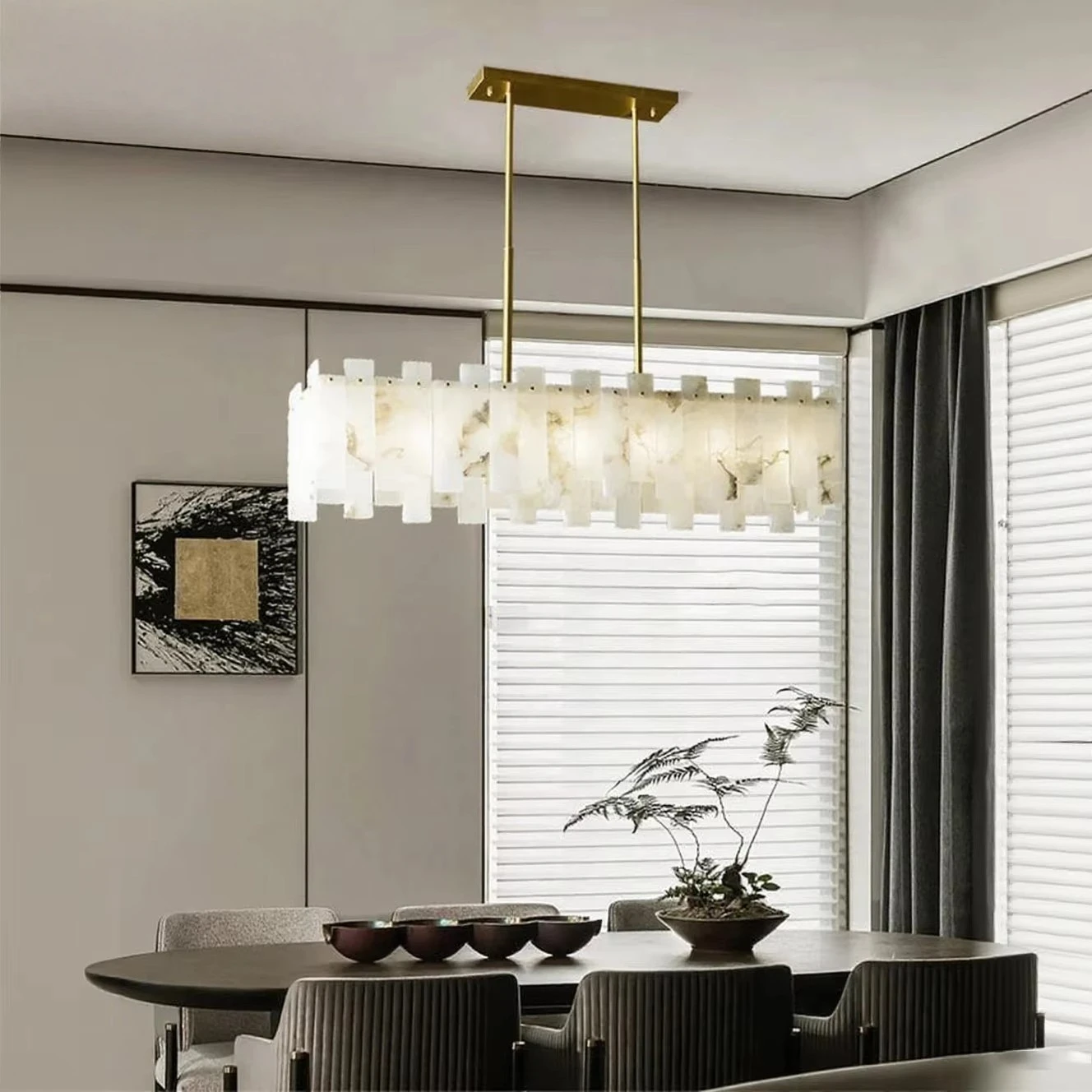 

Modern Marble Chandelier Handcrafted Carrara Marble Solid Brass Led Pendant Light For Luxury Kitchen Islands Dining