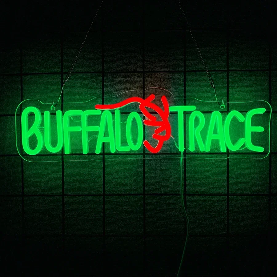 Letrero de neón Buffalo Trace, utilizado para decoración de pared de cueva de hombre, luces LED utilizadas para decoración de garaje, exhibición comercial, fácil de colgar