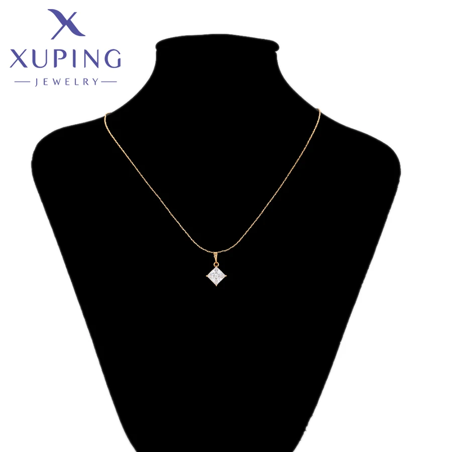 Xuping Jewelry New Arrival Square Stone Pendant Necklace of Gold Color Women Exquisite Gift X000805067