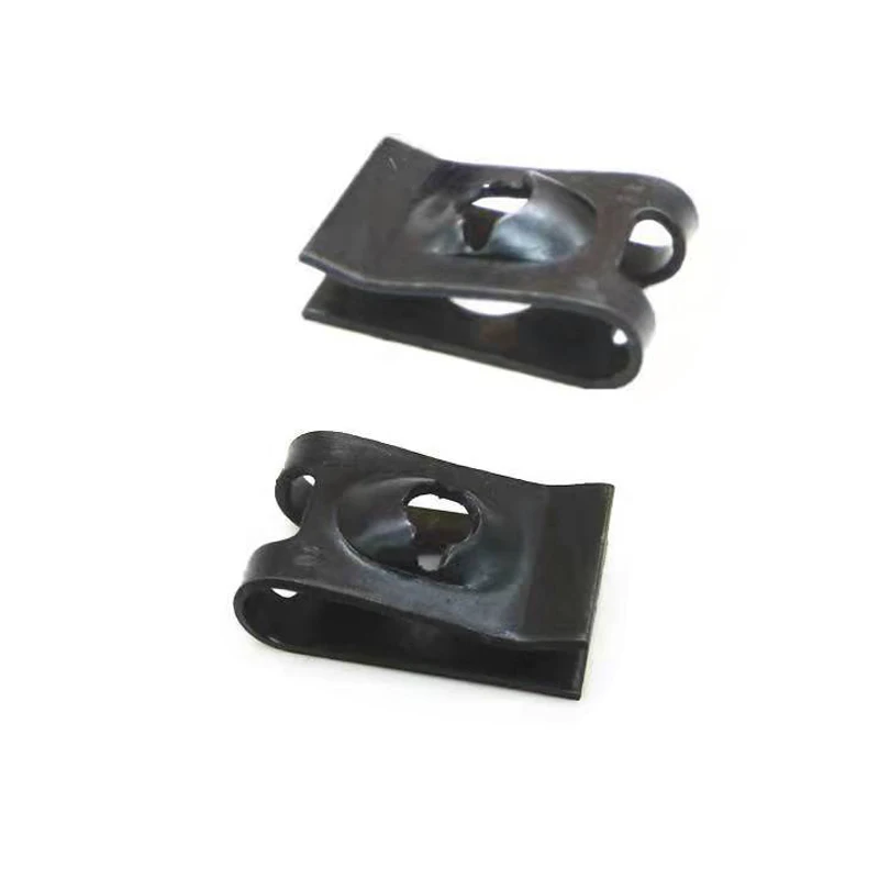 20pcs Black Steel U Nut Car Motocycle License Plate Auto Door Panel Dashboard Self-tapping Screw Metal Clips Spring Nuts