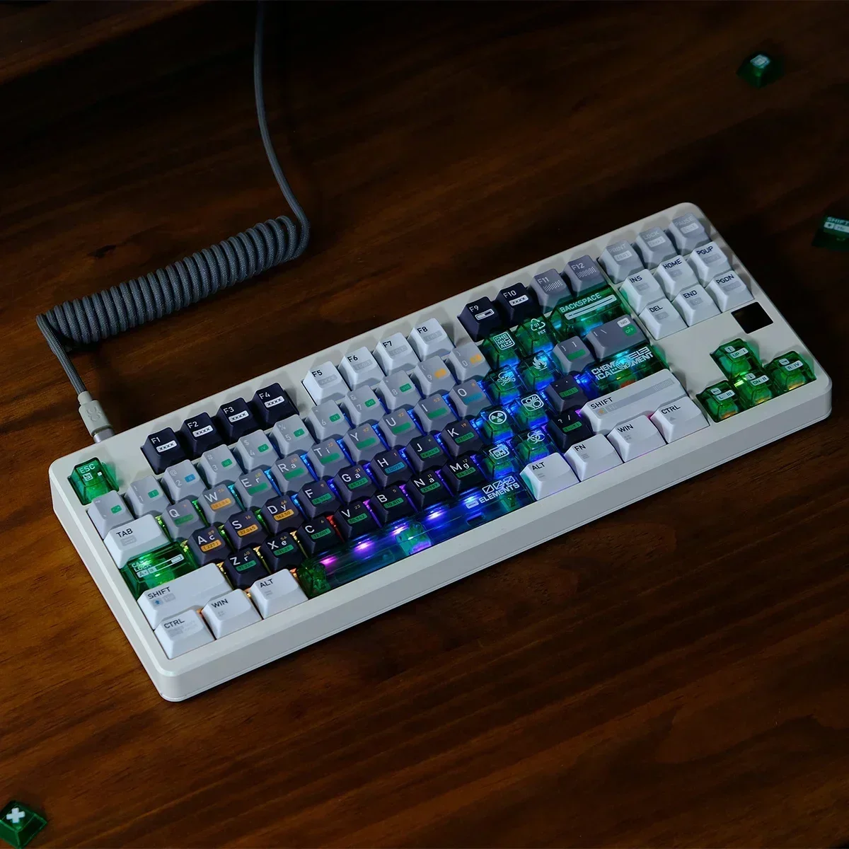 Mechanical keyboard keycap 173 keys Customized PBT sublimation + PC green transparency Supplement original height