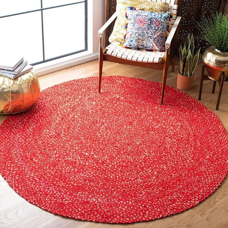 

Braided Floor Area Natural Cotton Round Rug Carpet Modern Living Room Rag Rugs