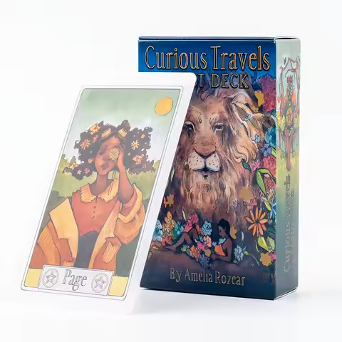 Curious Travels Tarot 79-Card Deck with Charming Watercolor Illustrations for Precognition &amp; Divination Board Game 10.3X6CM