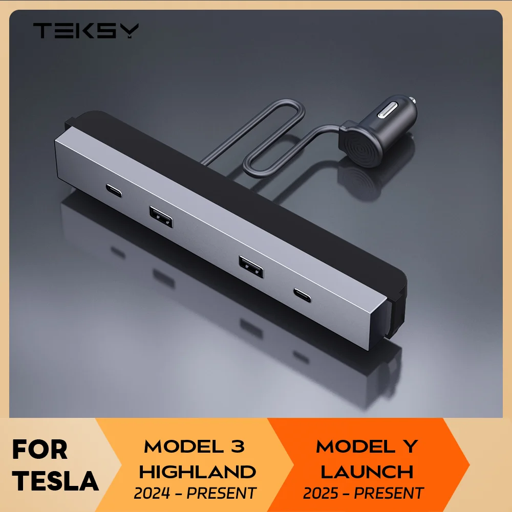 

Для Tesla New Model Y Launch Juniper 2025 Model 3 Highland 2024 Разветвитель прикуривателя Расширительная док-станция Шунт USB-концентратор Зарядка