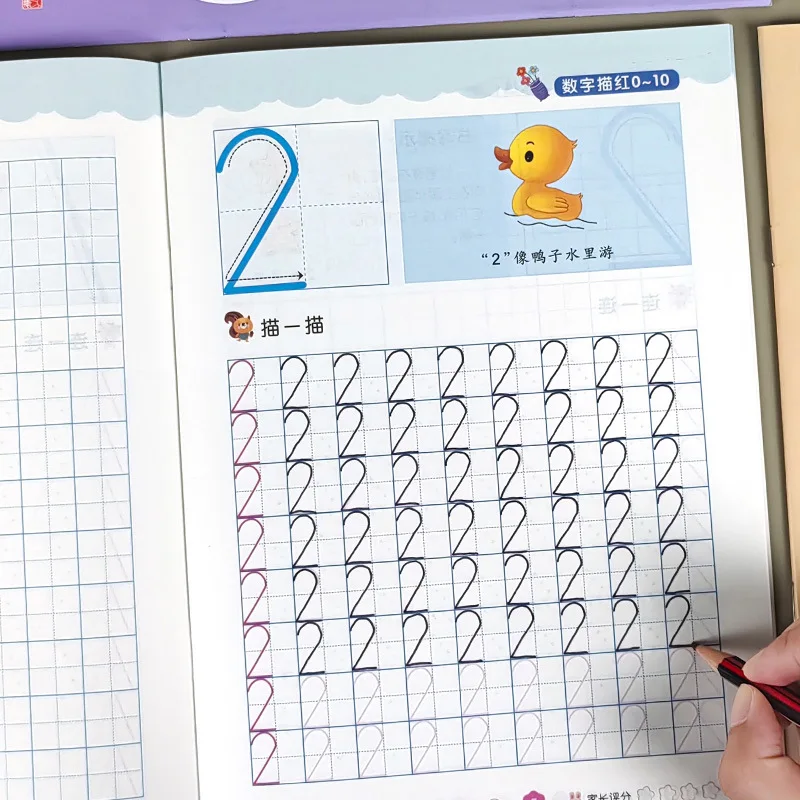 Transition From Kindergarten To Primary School, Standardized Red Text for Preschool, Chinese Characters, Pinyin, Stroke Order