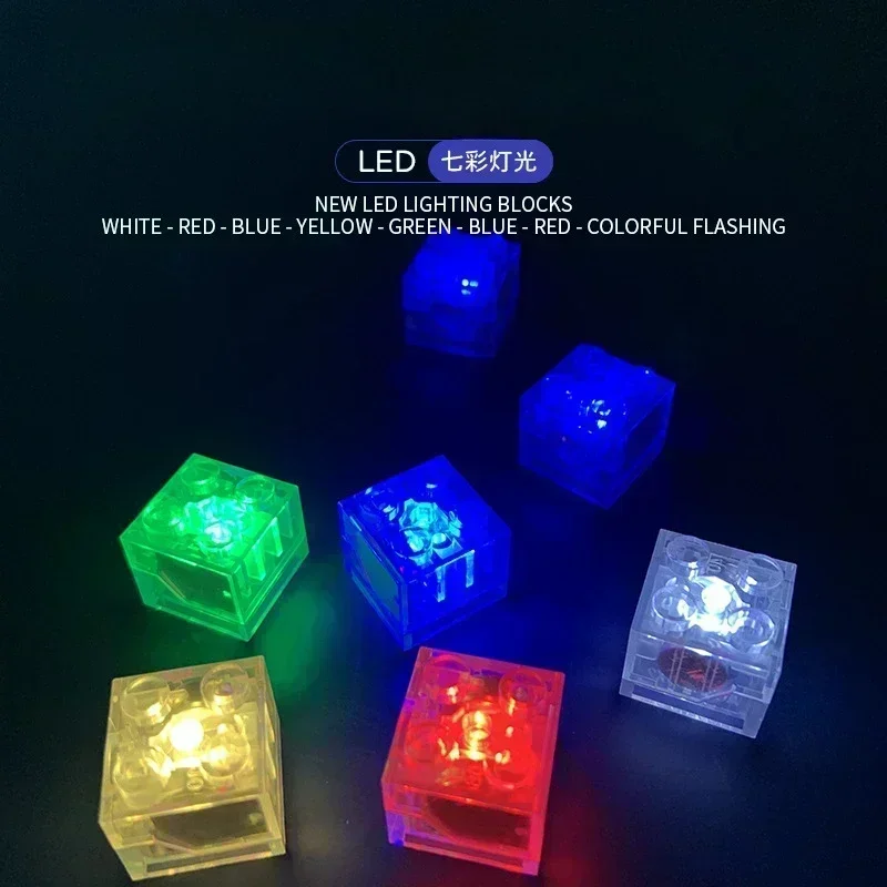 Building block LED light square 2x2 building block light 7 kinds of luminous transparent parts