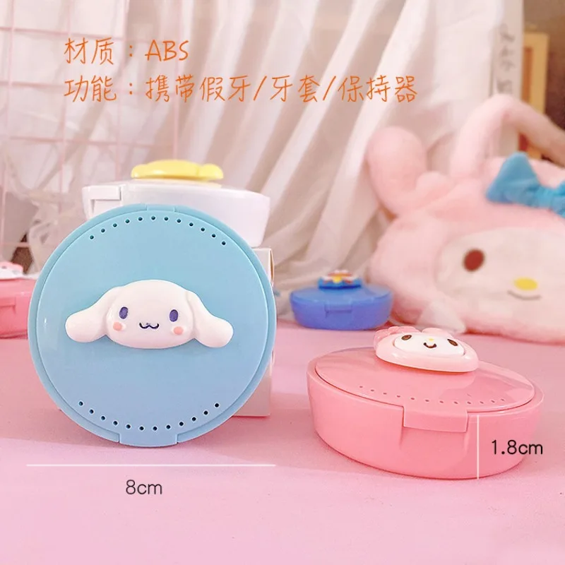 Sanrio Hello Kitty Denture Box Tray Case Braces Orthodontic Case Dental Retainer Mouth Guard Container Travel False Denture Box