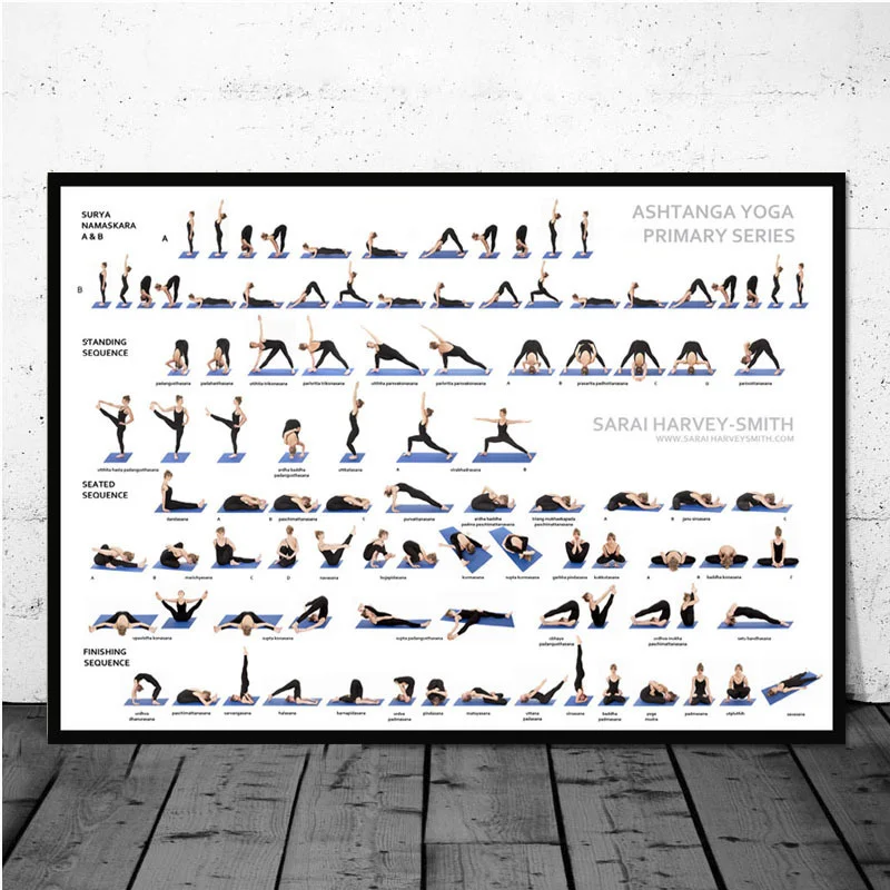 Home Exercise Gym Yoga Ashtanga Chart Pose Health Print Art Canvas Poster For Living Room Decor Home Wall Picture