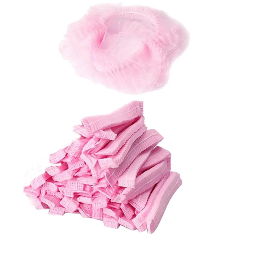 50pcs/pack Disposable Hair Caps Nets Tanning Catering Cap Non-woven Elastic Stretch Disposable Hair Cap