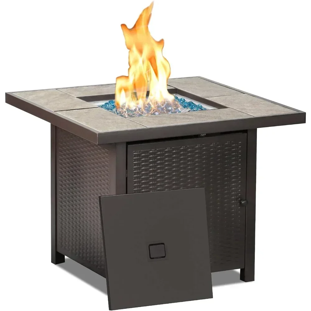 

Hot-sellingPropane Gas Fire Pit Table 32 inch 50,000 BTU Square Gas Firepits for Outside, Brown