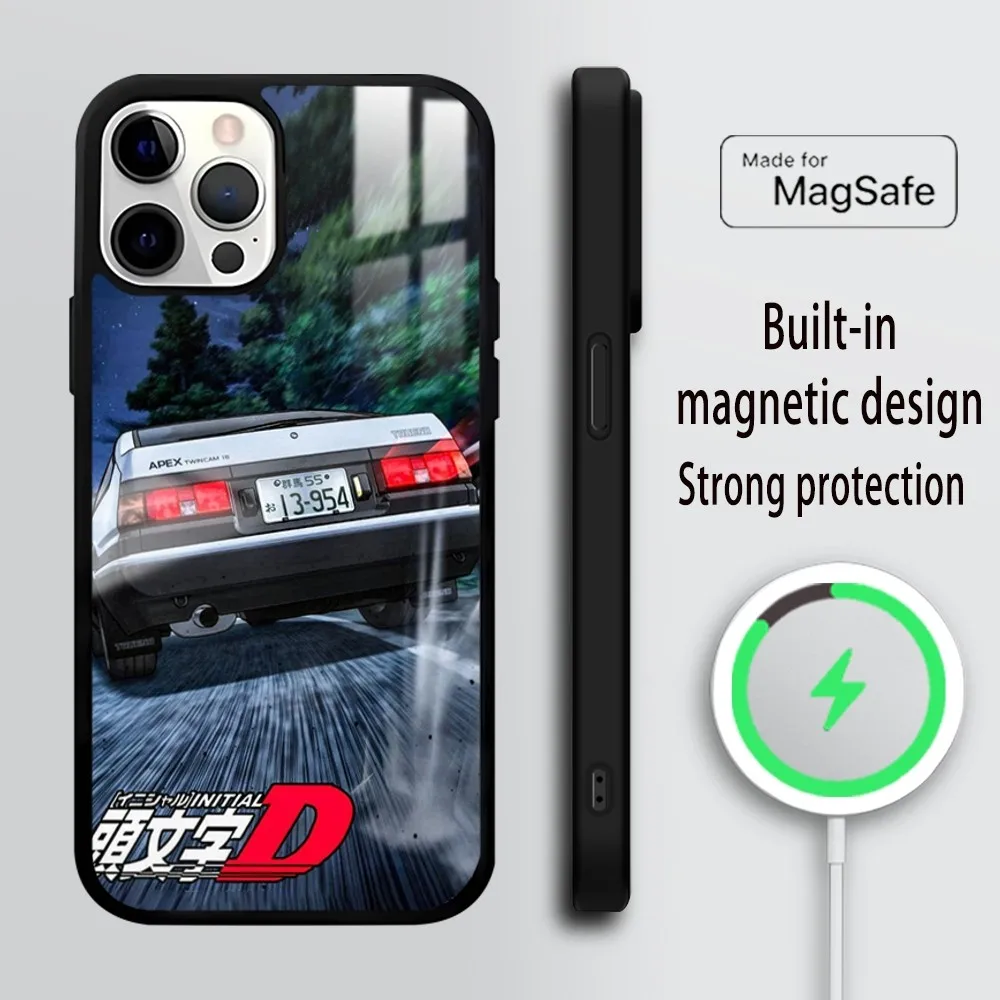 Anime Fujiwara Initial D-D Phone Case For iPhone 16 15 14 13 12 11 Pro Max Plus Mini Mirror Wireless magnetic case