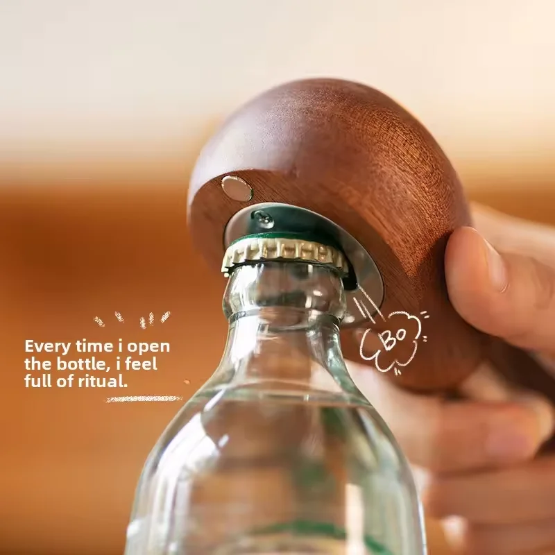 

Solid Wood Chicken Leg Bottle Opener Magnetic Fridge Sticker Creative Desktop Ornament for Home Bar Kitchen