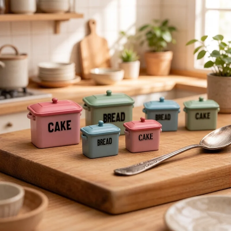 2026 NEW Mini Cake Bread Storage Box Model, Dollhouse Simulation Kitchen Decor, Micro Scene Ornament, DIY Mini Photo Props