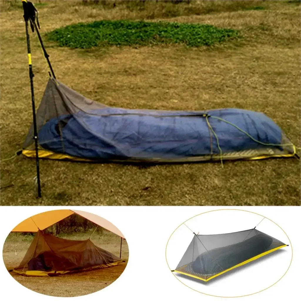 230g/260g Ultralight 1 Person Outdoor Camping Tent Summer Mesh Tent 40D 210T Nylon Body Inner Tent Vent Mosquito Net 3-4 Seasons