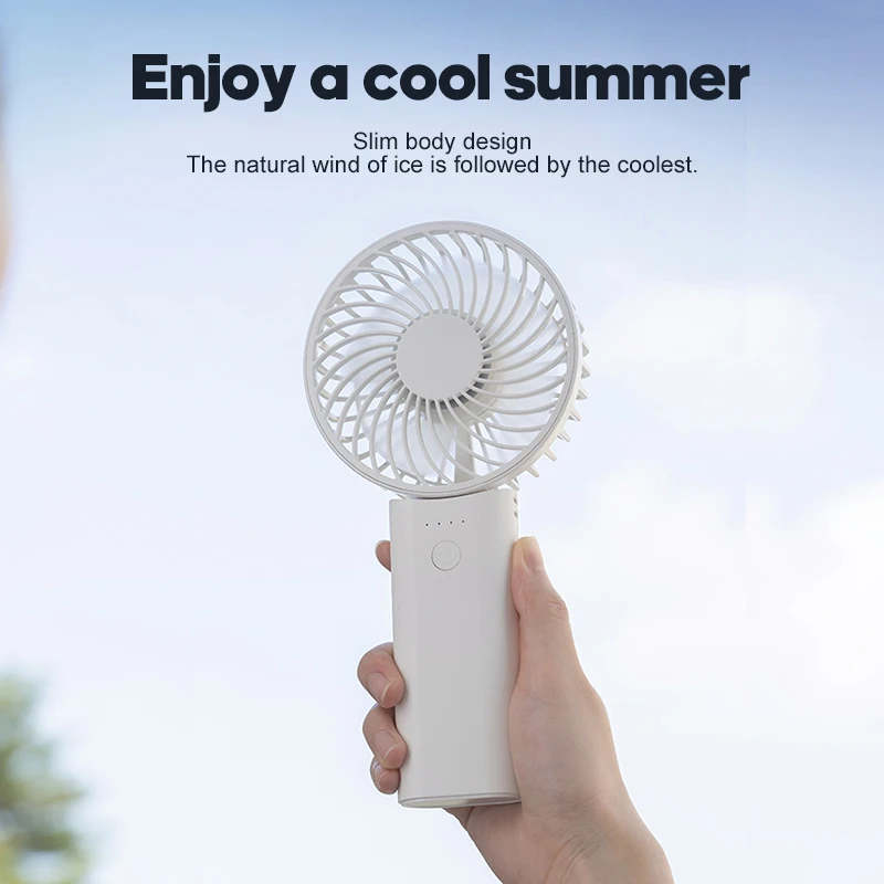 مراوح يدوية دائرية قابلة لإعادة الشحن وتبريد خارجي بقدرة 5200 مللي أمبير في الساعة، مروحة كهربائية صغيرة محمولة مع بنك طاقة