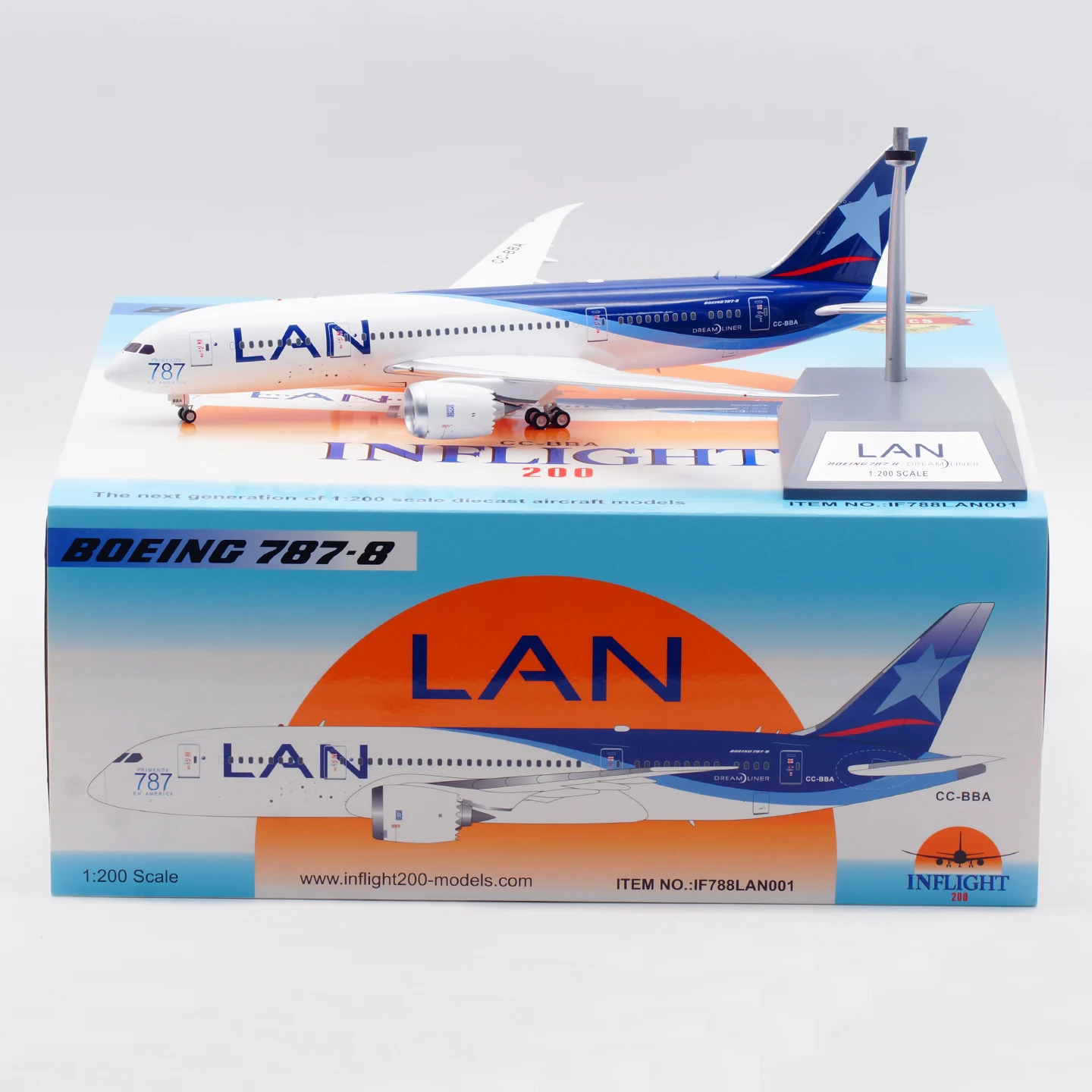 

IF788LAN001 Коллекционный самолет из сплава в подарок, INFLIGHT 1:200 LAN Airlines «Dreamliner», модель самолета Boeing B787-8, литая под давлением CC-BBA