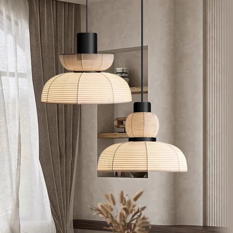 

Nakaguwabi sabi style pendant lamp restaurant Chinese Zen tea room living room bedroom Japanese retro fabric lighting fixtures