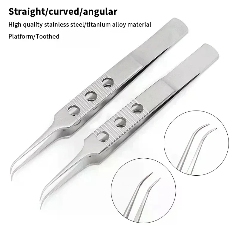 Titanium Alloy/Stainless Steel Ophthalmic Forceps With Teeth Microsurgical Tweezers Double Eyelid Plastic Surgical Forceps