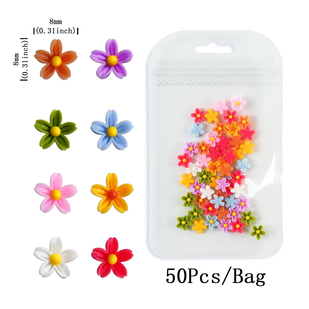 Colorateur Fleurs 3D Nail Art Charms, Kawaii, Macaron, Mini Fleur, Accessoires de Décoration, Été, Fournitures de Manucure