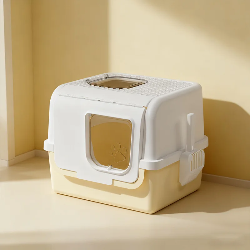 

Большой полностью закрытый ящик для кошачьего туалета с защитой от брызг и запаха, конструкция с двойной дверью, широкое отверстие, глубокий лоток, герметичный, расширенный размер