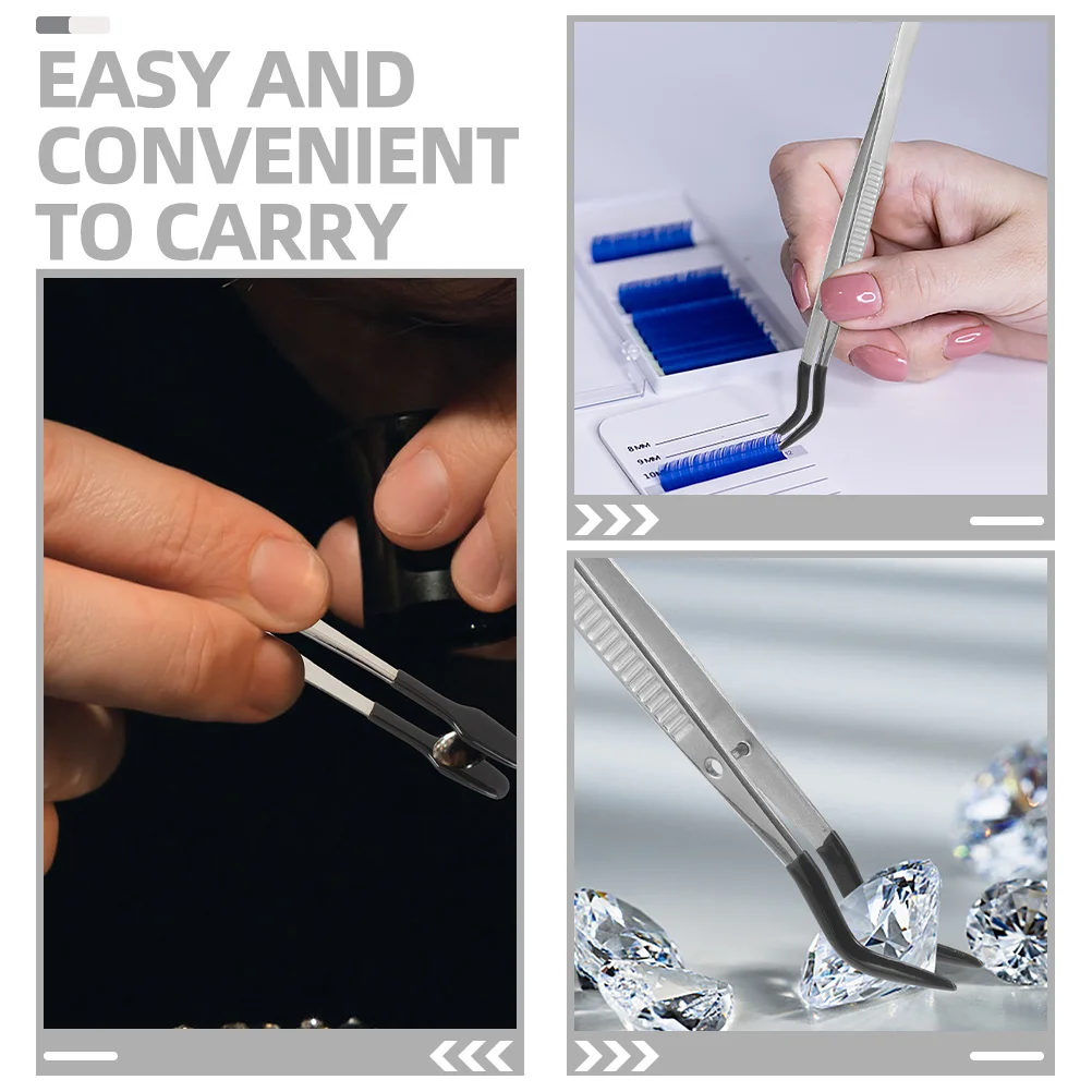 2Pcs Stainless Steel Stamp Tweezers Craft Tweezers Lightweight Multipurpose Hobby Tools Eyelash Applicator Clip for Precision