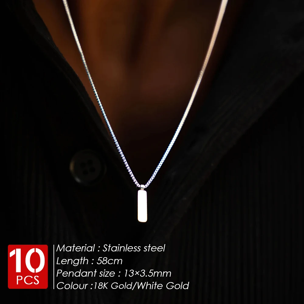 eManco 10PCS Europe the United States titanium steel does not lose color Box Pendant Necklace men's hip-hop a chain Collarbone c