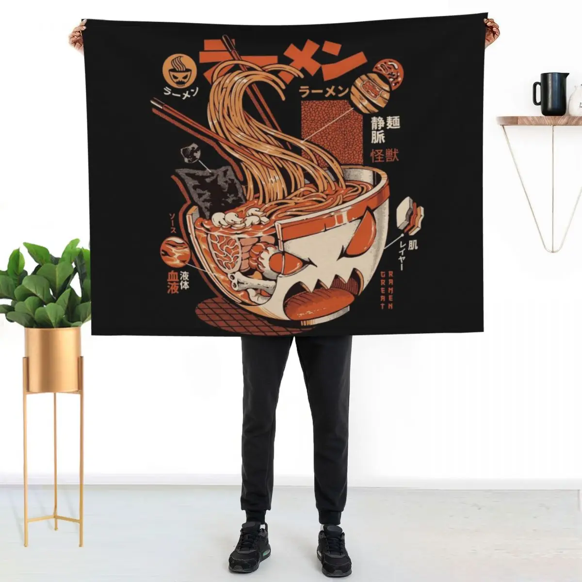 

Black X-ray Great Ramen! Throw Blanket Cozy Home Blanket Gift for Christmas Holiday