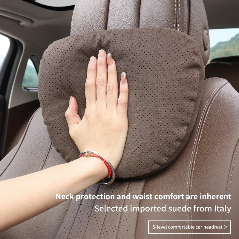 Super Soft Car Headrest Neck Support Seat Auto Breathable Pillow Protector Neck Compatible For Tesla Audi Benz BMW Car Interior