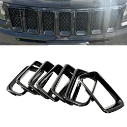 7PCS Front Grille Cover Grill Ring Inserts Frame Trims Kit 68109865AA for Jeep Compass 2011 2012 2013 2014 2015 2016