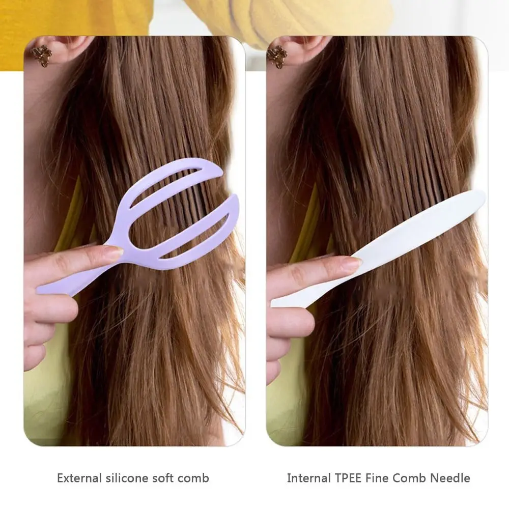 

2 in 1 Massage Comb Pink Purple Massage The Scalp Openwork Comb Fluffy Comb Plastic Hair Straightening Comb Wash Hair