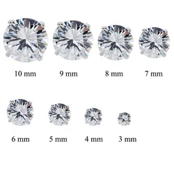 Wholesale Jewelry -- (6 pairs/lot) Single Round Clear CZ Stud Earrings for Women White Gold Color AAA+ Cubic Zircon