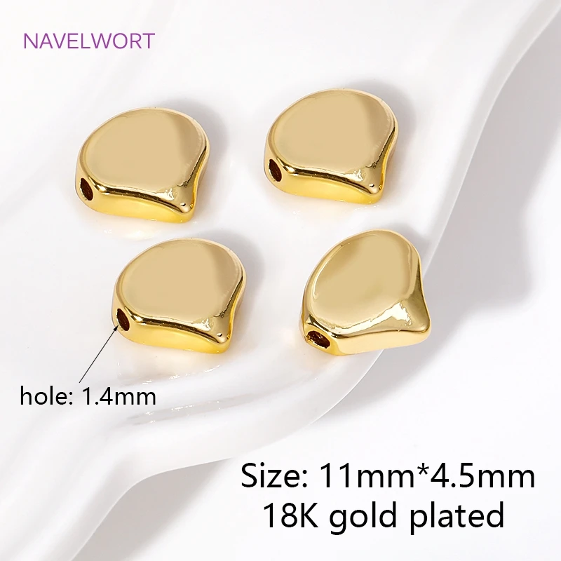 Trendy 18K Gold Plated Heart Spacer Beads,Supplies For Jewelry,Brass Flat Loose Beads DIY Bracelet Necklace Making Accessories