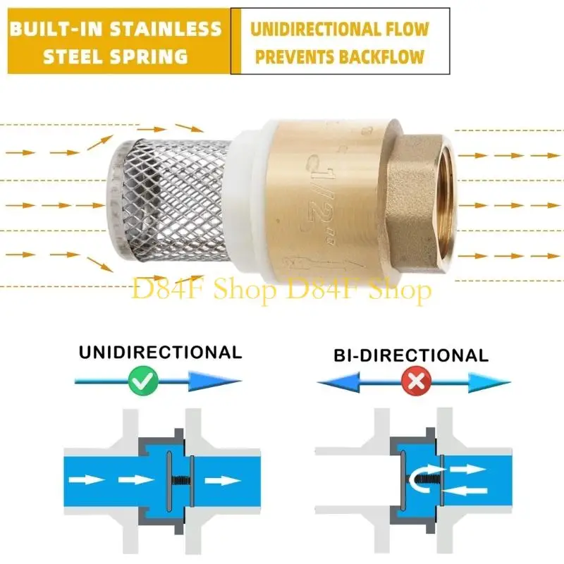 D84F 1/2Inch Brass Vertical Check Valves Foot Valves With Filter Screen Enduring
