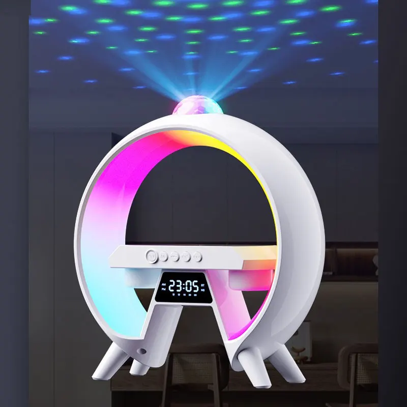 Led Lights Speaker Night Light GX61 Mobile Wireless Charging Clock Night Light Dual Speaker Bluetooth Speaker Convenient Light