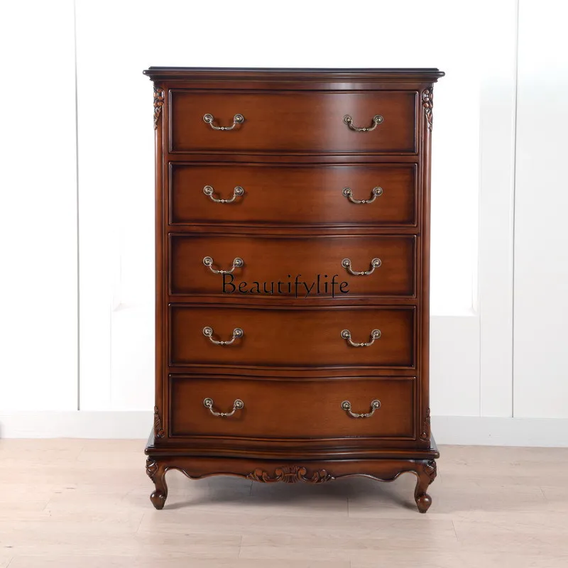 Carved Five Drawing Cabinet Bedroom American Living Room Storage Locker