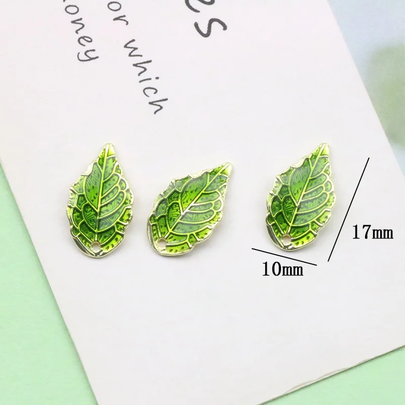 11Pcs Drop Oil Pearl Green Leaf Branch Earrings Jewelry Pendant Material DIY Jewelry Accessories Handmade Material