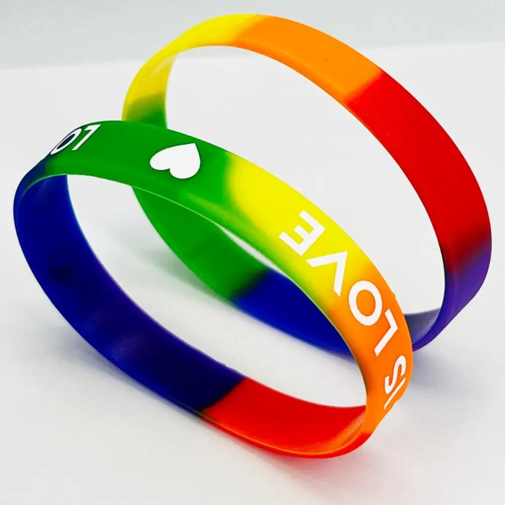 10pcs Special Lovers 6-segment Bracelet Rainbow Against Homophobia Pride Bracelet Silicone Six Colour Rubber Wristband Men Women