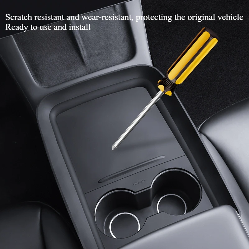 Center Console Protective Pad for Tesla Model Y Silicone Central Control Push-pull Anti Slip Pad Cup Storage Tray Accessories