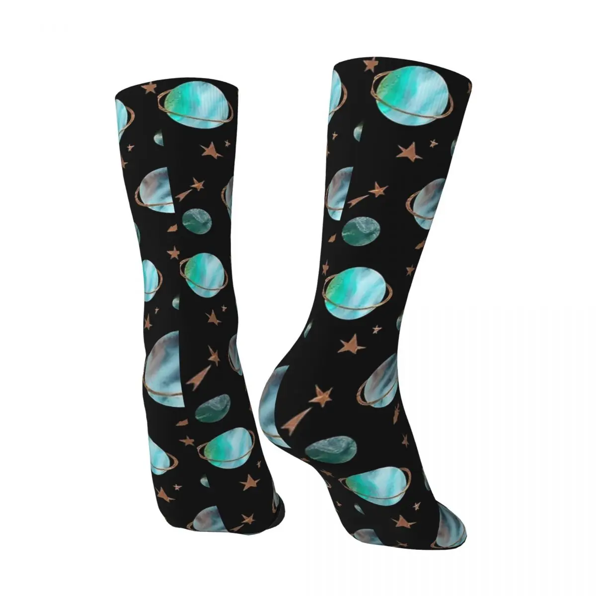 Space Planet And Golden Stars Watercolor Drawing Stockings Adults Men Socks Socks Spring Outdoor Sports Anti Slip Socks Gift