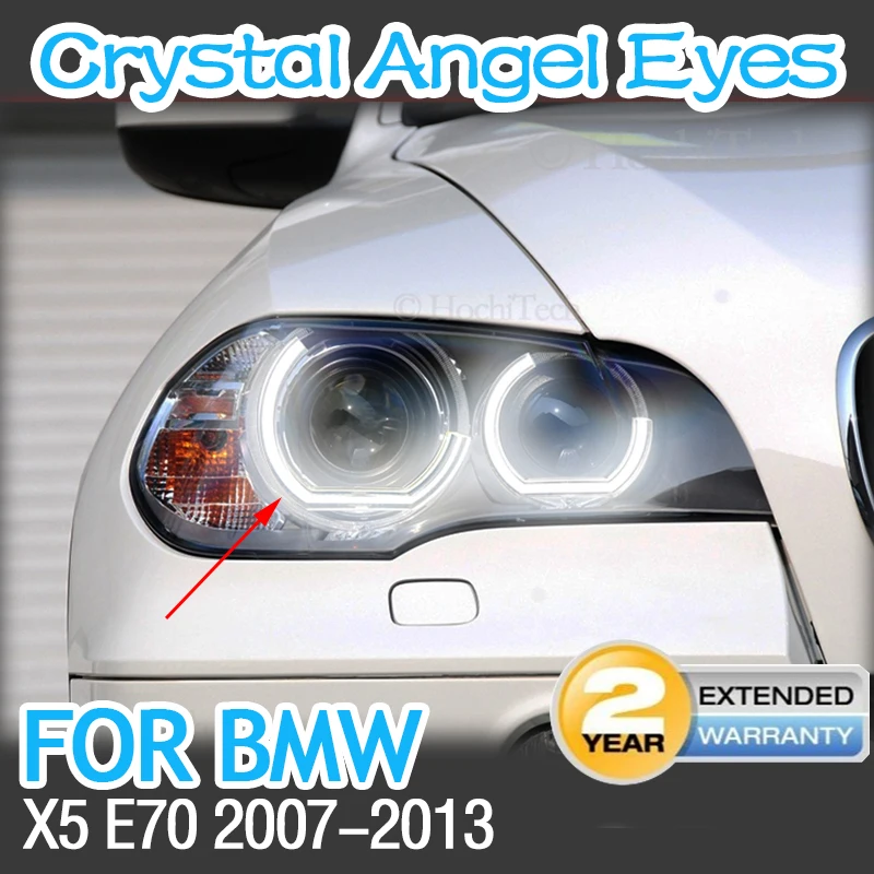 BMW X5 E70 E 70 2007-2011 için DTM M4 tarzı at nalı şekli beyaz + sarı renk gün ışığı LED kristal melek gözler halkaları kiti