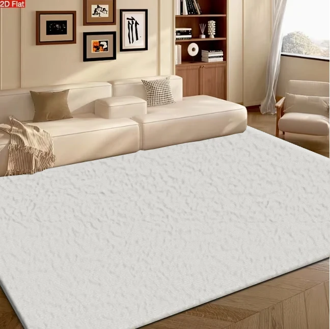 Light Off-White Fine Linen Woven Texture carpet flooring, Simple Solid Neutral Tone Print Area Rug for Living Room Bedroom Home Decoration