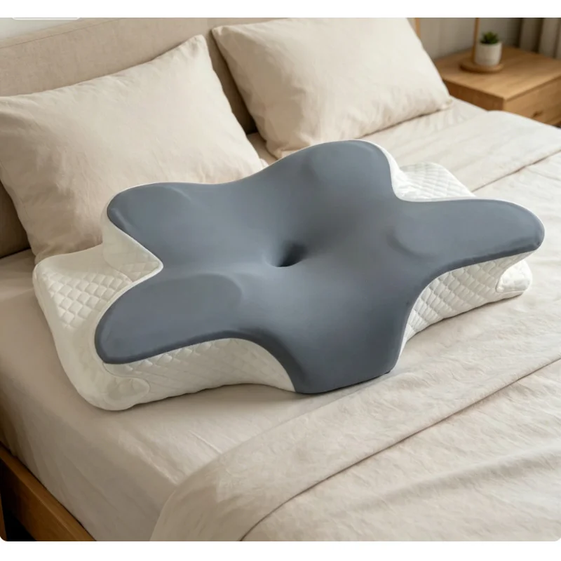 Oreiller en mousse à mémoire de forme papillon rafraîchissant pour l'été, à rebond lent, soutien cervical, confortable pour le sommeil et la relaxation à domicile