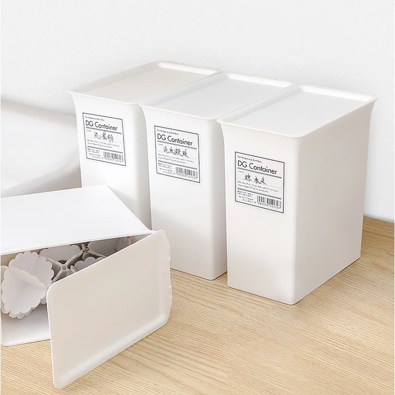 White Washroom Laundry Beads Powder Scent Booster Storage Box Container Clothes Clips Case with Dust-proof Lid Organizer Box