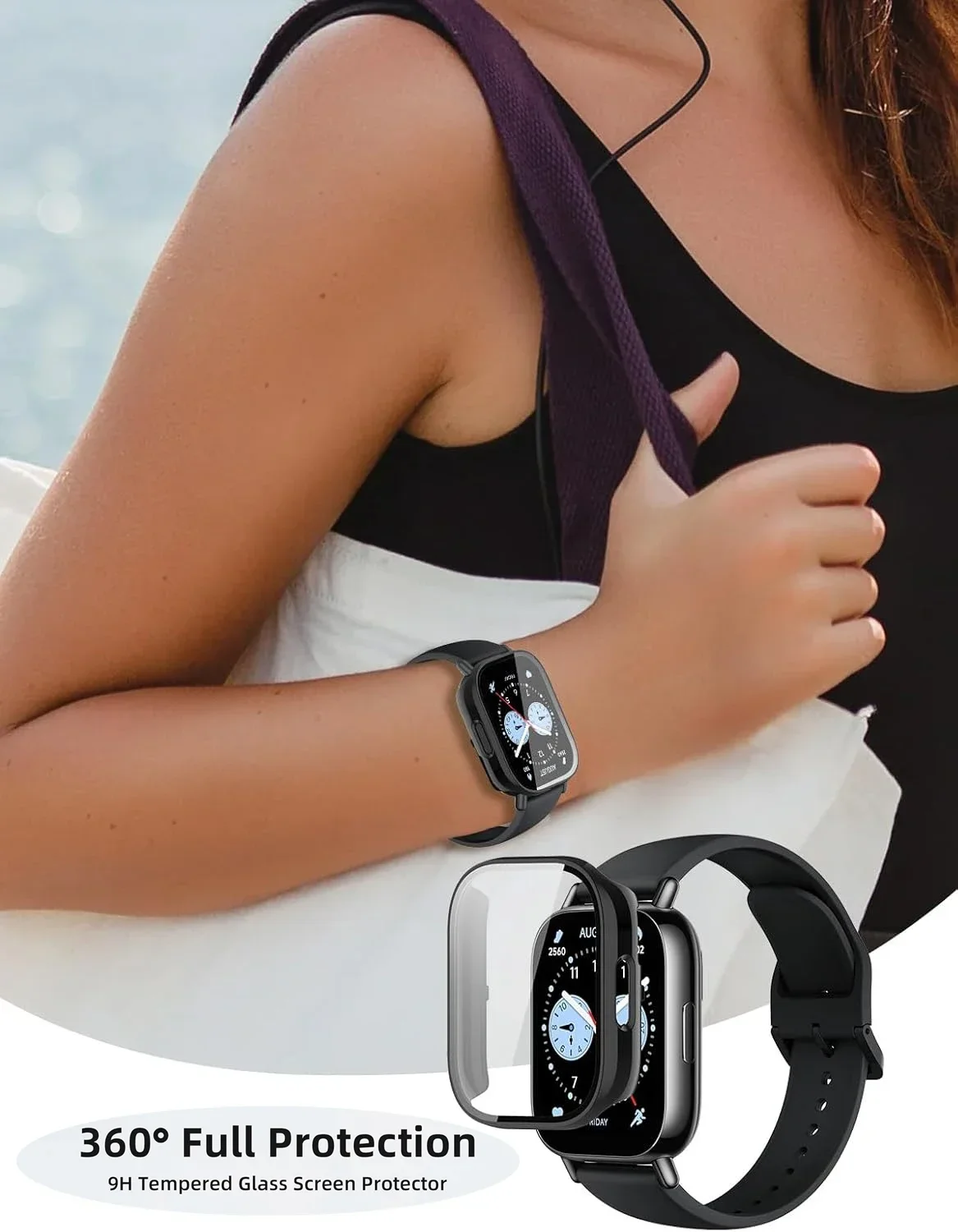 حافظة من الزجاج المقسى + PC لساعة Xiaomi Redmi 5 Active/5 Lite Smartwatch واقي زجاجي لشاشة Redmi Watch 5 غطاء نشط