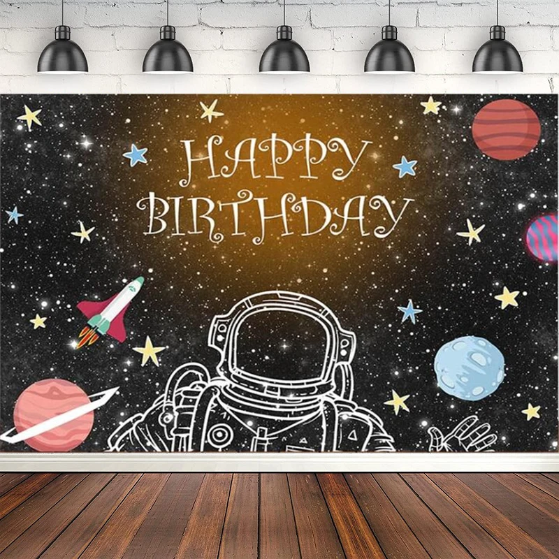 Photography Backdrop Outer Space Universe Galaxy Astronaut Planet Boy Birthday Party Poster Decor Background Banner Photo Studio